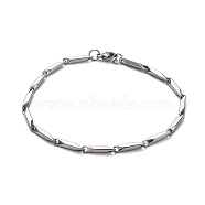 Unisex 201 Stainless Steel Bar Link Chain Bracelets, with Lobster Claw Clasps, Stainless Steel Color, 8-5/8 inch(22cm), 2.5mm(BJEW-L637-35B-P)