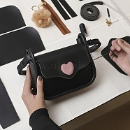 DIY Imitation Leather Heart Crossbody Lady Bag Making Kits, Handmade Shoulder Bags Sets for Beginners, Black, Finish Product: 130x190x70mm(PW-WG48380-04)