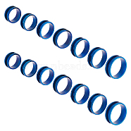 14pcs 7 size Unisex Titanium Steel Grooved Finger Ring Sets, Wide Band Rings, Blue, Inner Diameter: 16~22.1mm, Slot: 4mm, 2Pcs/size(RJEW-UN0002-65BL)