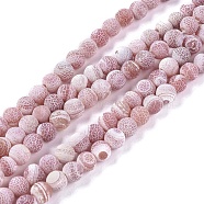 Natural Weathered Agate Beads Strands, Dyed & Heated, Frosted, Round, Rosy Brown, 6mm, Hole: 1.2mm, about 62pcs/strand, 13.77 inch(35cm)(G-L534-08-6mm)