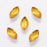 Taiwan Acrylic Rhinestone Cabochons, Back Plated, Flat Back and Faceted, Horse Eye, Goldenrod, 15x7mm(X-ACRT-G023-7x15mm-07)