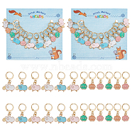 Sheep & Cloud Alloy Enamel Pendant Locking Stitch Markers, 304 Stainless Steel Leverback Earring Stitch Marker, Mixed Color, 2.9~3.1cm, 2 style, 6pcs/style, 12pcs/set(HJEW-AB00131)