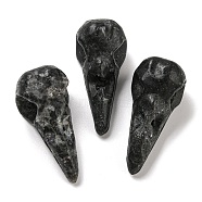 Natural Druzy Black Quartz Pendants, Bird Head Skull Charms, 47~49x20~22x20~22mm, Hole: 2~2.5mm(G-M417-06K)