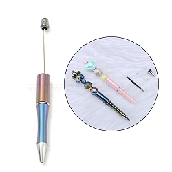 UV Plated Plastic Ball-Point Pen, Beadable Pen, for DIY Personalized Pen with Jewelry Beads, Cornflower Blue, 150x12mm(AJEW-C038-03I)