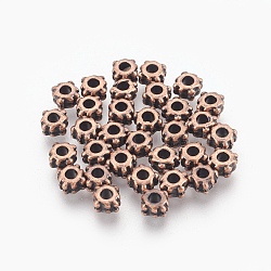 Tibetan Style Alloy Beads, Lead Free & Cadmium Free, Red Copper, 4.2x3.2mm, Hole: 2.2mm(K094V061)