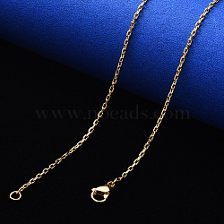 PVD Vacuum Plating 304 Stainless Steel Cable Chain Necklace, with Lobster Claw Clasp, Real 18K Gold Plated, 19.68 inch(50cm), Link: 3x2x0.6mm(NJEW-S420-008C-G)