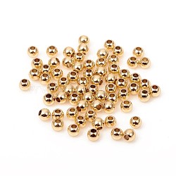 Brass Solid Beads, Long-Lasting Plated, Rondelle, Golden, 3x2.5mm, Hole: 1.2mm(KK-WH0034-02B-G)