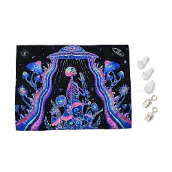 UV Reactive Blacklight Tapestry, Polyester Decorative Wall Tapestry, for Home Decoration, Rectangle, Skull Pattern, 950x750x0.5mm(HJEW-F015-01L)