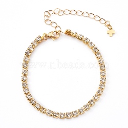 Brass Rhinestone Strass Chain Bracelets, Rhinestone Cup Chains Bracelets, Golden, 7 inch(17.8cm)(X-BJEW-JB06002)
