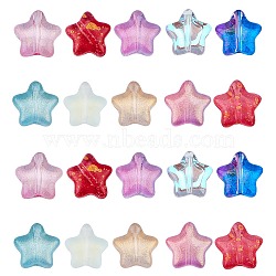 Spray Painted Glass Beads, AB Color Plated, Frosted, Star, Mixed Color, 8x8.5x4mm, Hole: 1mm, 200pcs/box(GLAA-NB0001-13)