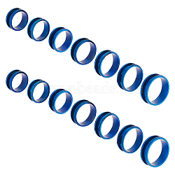 14pcs 7 size Unisex Stainless Steel Grooved Finger Ring Sets, Wide Band Rings, Blue, Inner Diameter: 16~22.1mm, Slot: 4mm, 2Pcs/size(RJEW-UN0002-65BL)