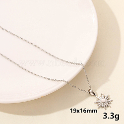 Non-Tarnish 304 Stainless Steel Sun Pendant Necklace, Cable Chain Necklaces for Women(JY7792-1)