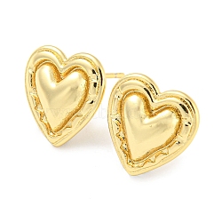 Rack Plating Brass Heart Stud Earrings for Women, Lead Free & Cadmium Free, Long-Lasting Plated, Real 18K Gold Plated, 14x13mm(EJEW-F326-22G)