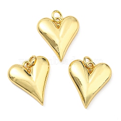 Brass Pendants, with Jump Ring, Long-Lasting Plated, Lead Free & Cadmium Free, Heart Charm, Real 18K Gold Plated, 17.5x15.5x4mm, Hole: 3mm(KK-K341-02G)