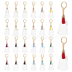 Trumpet Shape Transparent Blank Acrylic Keychain, with Iron Split Key Rings and Faux Suede Tassel, Mixed Color, 12.7cm, 26pcs/set(KEYC-AB00057)