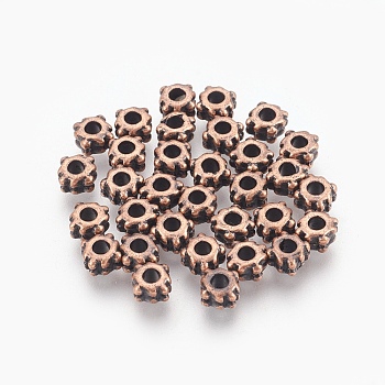 Tibetan Style Alloy Beads, Lead Free & Cadmium Free, Red Copper, 4.2x3.2mm, Hole: 2.2mm