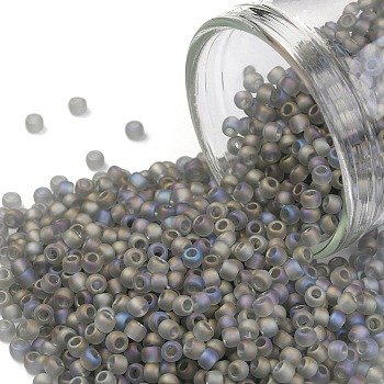 TOHO Round Seed Beads, Japanese Seed Beads, (176F) Light Black Diamond Transparent Rainbow Matte, 11/0, 2.2mm, Hole: 0.8mm, about 1110pcs/10g