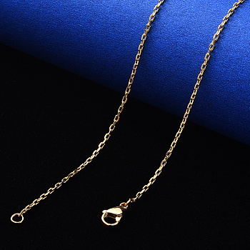 PVD Vacuum Plating 304 Stainless Steel Cable Chain Necklace, with Lobster Claw Clasp, Real 18K Gold Plated, 19.68 inch(50cm), Link: 3x2x0.6mm