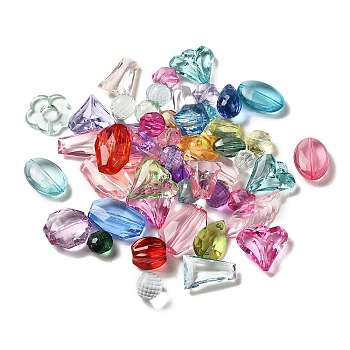 Transparent Acrylic Beads, Mixed Shapes, 12~40x12~28x9~15.5mm, Hole: 1.2~2.5mm, about 262pcs/500g