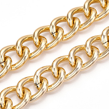Aluminum Curb Chains, Unwelded, Light Gold, 23.5x18.5x4.5mm