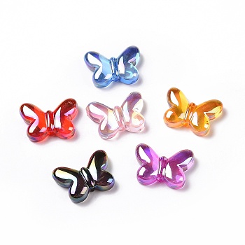 UV Plating Rainbow Iridescent Acrylic Beads, Butterfly, Mixed Color, 20x14.5x5mm, Hole: 1.6mm
