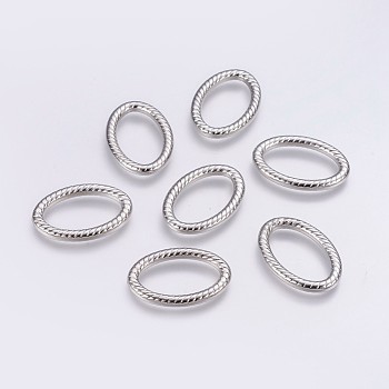 CCB Plastic Linking Rings, Textured, Oval, Platinum, 35x24x3.8mm, about 16x27mm inner diameter