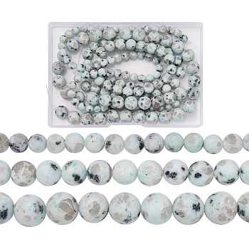 Yilisi 3 Strands 3 Style Natural Sesame Jasper/Kiwi Jasper Beads Strands, Frosted, Round, 6~10.5mm, Hole: 1~1.2mm, about 36~63pcs/strand, 15.5 inch(39.37cm), 1 strand/style