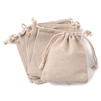 Cotton Packing Pouches Drawstring Bags, Gift Sachet Bags, Muslin Bag Reusable Tea Bag, Wheat, 11x9.5cm