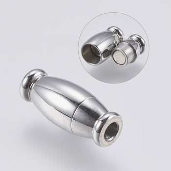 304 Stainless Steel Magnetic Clasps with Glue-in Ends, Vase, Stainless Steel Color, 13x5mm, Hole: 2mm