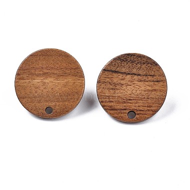 Walnut Wood Stud Earring Findings(MAK-N033-008B)-3