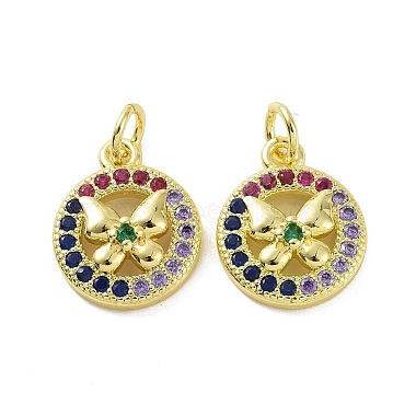 Brass Micro Pave Colorful Cubic Zirconia Charms(KK-E068-VF098)-2