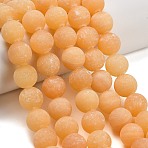 Natural Yellow Calcite Beads Strands, Smooth Round, Frosted, Grade A, Yellow, 14mm, Hole: 1mm, about 27pcs/strand, 14.88''(37.8cm)(GG-CBAA3AB-01-14mm)