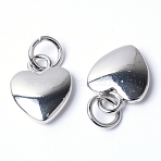 Zinc Alloy Pendants, with Jump Ring, Heart, for Luggage Suitcase Backpack Jacket Bags Coat Making, Platinum, 20x16x4.5mm(FIND-WH0067-51P)