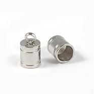 304 Stainless Steel Cord Ends, End Caps, Stainless Steel Color, 10x6mm, Hole: 2mm, Inner Diameter: 5mm(STAS-D431-07)