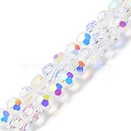 Electroplate Glass Beads Strands, AB Color Plated, Faceted, Rondelle, Clear AB, 8x7.3mm, Hole: 1.4mm, about 70pcs/strand, 20.28''(51.5cm)(GLAA-Q099-E01-03)