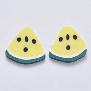 Handmade Polymer Clay Cabochons, Watermelon, Yellow, 21~21.5x19.5~22x2~2.5mm(CLAY-R084-10A)
