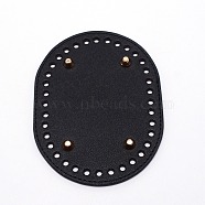 Oval PU Leather Purse Bottom, with Iron Findings, Knitting Bag Accessories, Black, 11.1x14.5x0.5~1.05cm, Hole: 4.5mm(FIND-WH0082-73C)