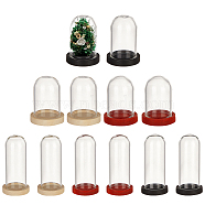 12Pcs 2 Style Mini Cloche Bell Jars, Glass Dome, Column Glass Display Cover, with 12Pcs 3 Colors Natural Wood Cabochon Settings, Mixed Color(DIY-NB0007-75)