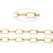 3.28 Feet Ion Plating(IP) 304 Stainless Steel Paperclip Chains, Unwelded, Flat Oval, Golden, 9.5x5x1.5mm(X-CHS-D030-01G)