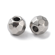303 Stainless Steel Beads, Diamond Cut, Round, Stainless Steel Color, 6mm, Hole: 2mm(STAS-Q302-13H-P)