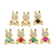 UV Plating Alloy Pendants, with Glass and Rhinestone, Rabbit, Mixed Color, 21x13x4mm, Hole: 3x0.5mm(ALRI-C009-20G)