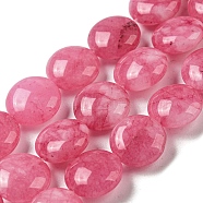 Natural White Jade Beads Strands, Dyed, Flat Round, Pale Violet Red, 10x5mm, Hole: 0.8mm, about 39pcs/strand, 15.47''(39.3cm)(G-M420-F01-01)