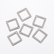 Tarnish Resistant 304 Stainless Steel Links connectors, Rhombus, Stainless Steel Color, 18x18x0.8mm, Hole: 1.2mm(STAS-L200-14P)