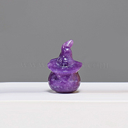Halloween Natural Lepidolite Home Display Decorations, Pumpkin with Hat, 31x22.5mm(G-PW0004-53J-02)