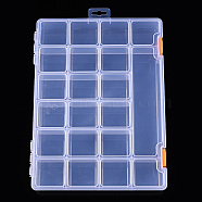 Rectangle Polypropylene(PP) Bead Storage Container, with Hinged Lid and 18+3 Compartments, for Jewelry Small Accessories, Clear, 27.5x20.7x3.8cm, Inner Diameter: 4.3x4.7x3.7cm, 4.7x3.7x18cm(CON-N013-06)