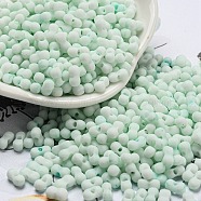 Macaron Color Opaque Frosted Glass Seed Beads, Peanut, Honeydew, 6x3x3mm, Hole: 1.2mm, about 4000pcs/pound(SEED-K009-12B-07)