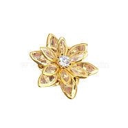 Acrylic Rhinestone Cabochons, with Golden Tone Brass Findings, Flower, for Hair Accessories, Clear, 23mm(OHAR-PW0010-01G)