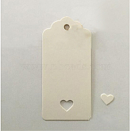 Jewelry Display Kraft Paper Price Tags, Rectangle with Heart, White, 95x45mm, 100pcs/bag(CDIS-WH0002-D01)