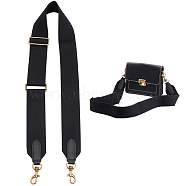 Adjustable Cotton Cloth Webbing Bag Straps, with Alloy Swivel Eye Bolt Snap Hooks, Black, 83~122.5x5cm(FIND-WH0290-07AG)