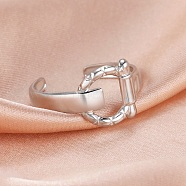 304 Stainless Steel Open Cuff Rings, Buckle Shape, Stainless Steel Color, Inner Diameter: 18mm(RJEW-H213-03P)